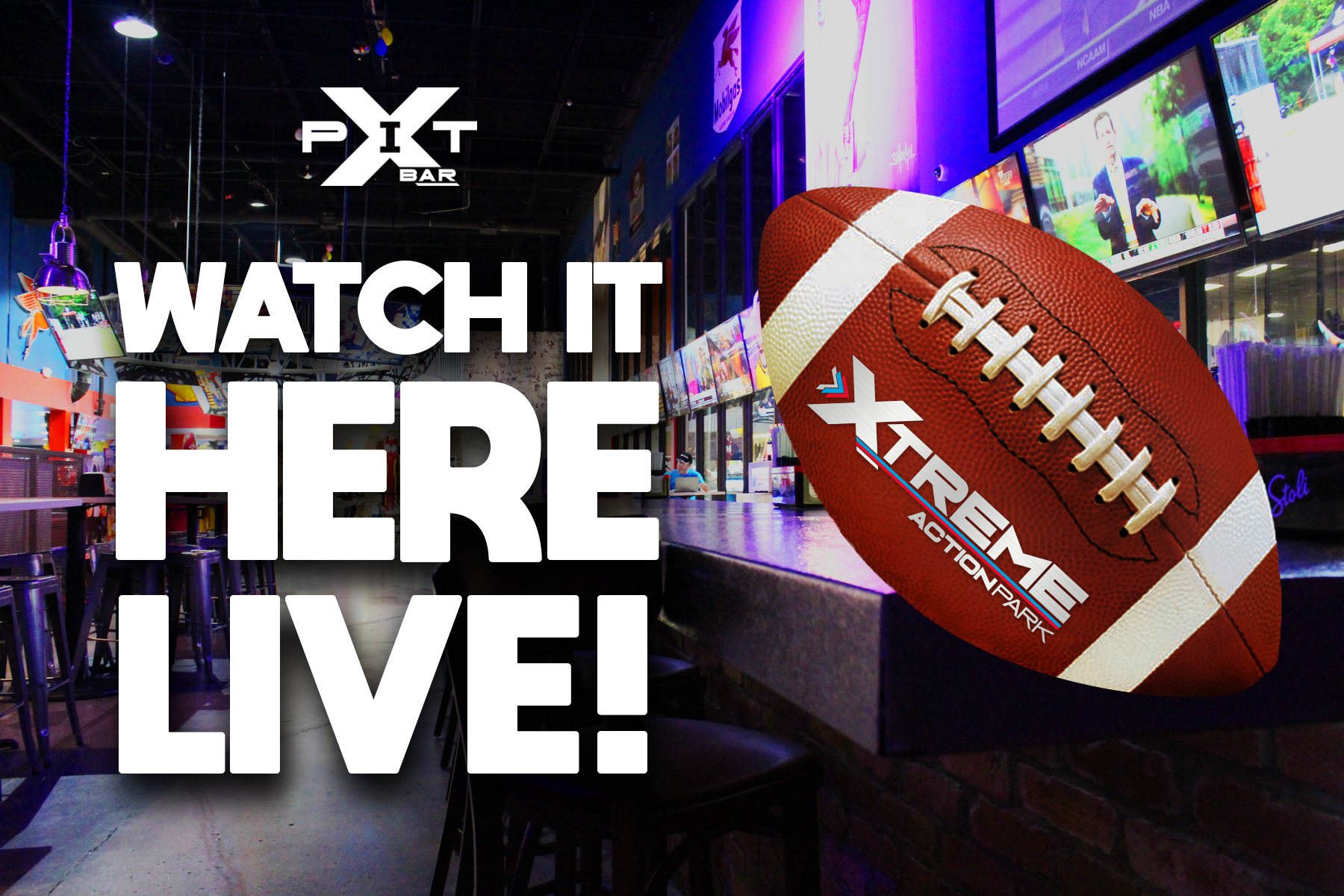 Watch NCAAF & NFL Football Games at The Pit Bar