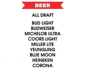 happy hour beer menu list