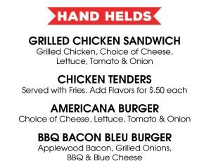 happy hour hand helds menu